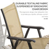 Set of 4 Outdoor Folding Chairs, Stackable Patio Dining Chairs with Armrests, Metal Frame, Light Mixed Brown