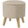 Round Ottoman Stool with Storage, Linen Fabric Upholstered Foot Stool with Padded Seat, Hidden Space and Wood Legs