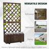 Wooden Raised Garden Bed Planting Planter Box with Trellis and Drain Holes for Climbing Vine Plants, Brown