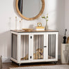 41.75" x 23.5" Wooden Dog Crate, Dog Cage with Wheels & Big Tabletop, Indoor Dog Crate Furniture with Lockable Door, White