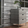 Patio PE Rattan Storage Cabinet, Wicker Pool Caddy Organizer, Outdoor Towel Rack for Pool with 3 Drawers, Gray