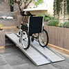 8' Foldable Handicap Ramp for Home, Steps, Doorways, Aluminum Portable Wheelchair Ramp, Textured Threshold Ramp, Silver