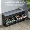 Modern Shoe Storage Bench, Entry Way Bench with Cushion, 2 Drawers, Storage Ottoman Bench, Holds 8 Pairs, Black
