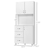 Freestanding Kitchen Buffet with Hutch Storage Organizer with 2 Door Cabinets, 3 Drawers, Open Countertop & Adjustable Shelf, White