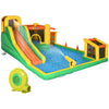 6 in 1 Inflatable Water Slide with Large Pool, Soccer Goal, Trampoline, Climbing Wall, Kids Bounce House with Blower & Bag, for 3-8 Years Old