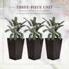 24"H Set of 3 Tall Garden Raised Planters, Outdoor & Indoor Flower Pot Set for Front Door, Entryway, Patio and Deck, Brown