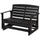 Patio Glider Bench w/ HDPE Slatted Double Rocking Chair, Black