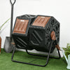 Dual Chamber Compost Bin, Rotating Composter, Compost Tumbler with Ventilation Openings and Steel Legs, 34.5 Gallon