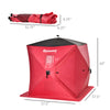 2 Person Ice Fishing Tent, Waterproof Oxford Fabric Portable Pop-up Ice FIshing Shelter with Bag for Outdoor Fishing, Red
