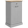 Kitchen Tilt Out Trash Bin Cabinet, Freestanding Recycling Cabinet Trash Can Holder With Drawer, Gray
