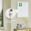 Lockable Medicine Cabinet, 3 Tier Steel Medical Wall Box with 2 Keys and Shelves for Bathroom, White