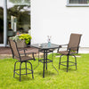 Set of 2 Outdoor Swivel Bar Stools with Armrests, Bar Height Patio Chairs with High-density Sling Steel Frame for Balcony, Poolside, Backyard