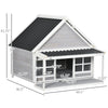 Wooden Dog House Outdoor with Porch, Cabin Style Raised Dog Shelter with PVC Roof, Front Door, Windows, for Large Medium Sized Dog