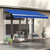 8' x 7' Patio Retractable Awning, Manual Exterior Sun Shade Deck Window Cover, Blue