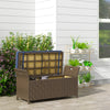 Outdoor Patio Wicker Storage Bench, 2-In-1 Rattan Patio Furniture, 27 Gal Storage Box w/ Cushion, Dark Blue