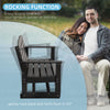 Patio Glider Bench w/ HDPE Slatted Double Rocking Chair, Black