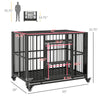 43" Heavy Duty Dog Crate for Medium and Large Dogs, Steel Foldable Large Dog Crate with 4 Lockable Wheels, 2 Doors, Openable Topï¼Œ Black