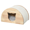 Wooden Cat Condo House Hideout Kitten Bed Pet Furniture with Sisal Scratching Carpet Soft Cushion for Rest and Play Natural