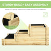 3 Tier Raised Garden Bed, Water Draining Fabric for Soil, Elevated Wood Flower Box for Vegetables, Herbs, Natural
