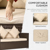 Outdoor Wicker Loveseat, Patio Furniture Couch with Cushions, 2 Seats PE Rattan Sofa, 2 Throw Pillows for Beige
