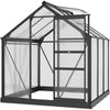 6' x 6' x 7' Polycarbonate Greenhouse, Outdoor Aluminum Walk-in Green House Kit with Vent and Door for Backyard Garden, Gray