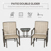 Outdoor Glider Chairs with Coffee Table, Patio 2-Seat Rocking Chair Swing Loveseat with Breathable Sling for Backyard, Garden