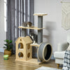Cat Tree for Indoor Cats with Scratching Posts, Double-Layer House, 32" x 16" x 53", Natural