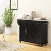 Kitchen Island w/ Storage, Rolling Kitchen Island on Wheels w/ Drawer, 3 Cabinets, Stainless Steel Countertop, Spice Rack and Towel Rack, Black