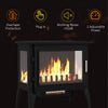 24" Free Standing Electric Fireplace Heater, Space Heater w/ Realistic Flame, Adjustable Temperature & Overheat Protection, 1000W/1500W, Black