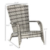 Patio Wicker Adirondack Chair, Outdoor All-Weather Rattan Fire Pit Chair, Soft Cushions, Tall Curved Backrest and Armrests