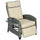 Outdoor Recliner Chair with Adjustable Backrest, Cushion, Side Tray, Khaki