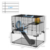 Hamster Cage, Gerbil Cage with Glass Basin for Small Hamsters, Black