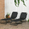 Folding Chaise Lounge Pool Chairs, Set of 2 Outdoor Sun Tanning Chairs, 5-Position Reclining Back & Oxford Fabric for Beach, Patio, Black