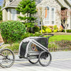 Dog Bike Trailer 2-in-1 Pet Stroller Cart Bicycle Wagon Cargo Carrier Attachment for Travel with 4 Wheels Reflectors Flag Grey