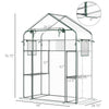 Walk-in Small Greenhouse with Mesh Door & Windows, Portable Garden Hot House with 3 Tier Shelving, Trellis, and Plant Labels