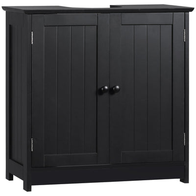 Under Sink Cabinet with 2 Doors and Shelf, Pedestal Sink Bathroom Vanity Furniture, Black