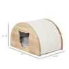 Wooden Cat Condo House Hideout Kitten Bed Pet Furniture with Sisal Scratching Carpet Soft Cushion for Rest and Play Natural