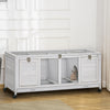 Wooden Rabbit Hutch with Wheels, Dividers for Indoor Use, Light Gray