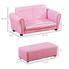 Kids Sofa Set with Footstool for Toddlers and Babies, Pink