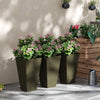 Set of 3 Tall Planters, 28" Outdoor Planter with Drainage Holes, Plastic Flower Pots for Outdoor, Indoor, Bronze