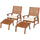 4 PCs Acacia Patio Chairs with Footstool, Cushion, Cream White