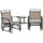 Outdoor Glider Chairs with Coffee Table, Patio 2-Seat Rocking Chair Swing with Breathable Sling for Backyard, Garden and Porch, Brown