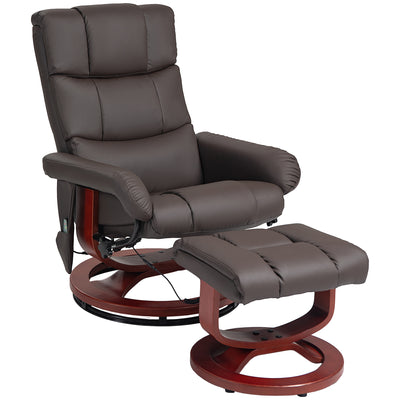 Swivel Recliner with Ottoman Massage Recliner Chair and Ottoman Faux Leather Reclining Chair with Remote Brown