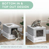 Fully Enclosed Cat Litter Box with Scoop, Hooded Cat Litter House, Gray