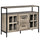 Rustic Kitchen Sideboard, Serving Buffet Cabinet with Adjustable Shelves, Glass Doors & 2 Drawers for Living Room, Gray