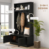 Hall Tree, Entryway Bench with Coat Rack and Shoe Cabinet, Wooden Coat Rack Bench for Living Room, Home, Black