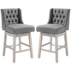 Swivel Bar Stools Set of 2, 27" Counter Height Stools with Linen Upholstery and Button Tufted Design for Kitchen