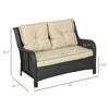 2-Seater Outdoor Sofa w/ 4" Thick Padded Cushion, PE Rattan Patio Outdoor Couch w/ Armrests, Wicker Loveseat, for Conservatory, Garden, Beige