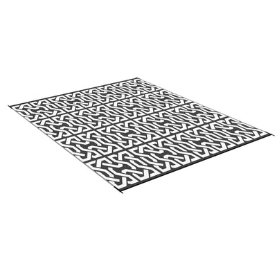 Reversible Outdoor Rug Carpet RV Camping Rugs with Carry Bag, 8' x 10', Black & White Chain