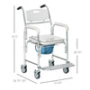 3 in 1 Shower Commode Wheelchair, Transport Commode Chair, Waterproof Rolling Over Toilet Chair w/ Padded Seat, 330 lbs. Weight Capacity, Gray